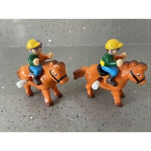 Vintage Wind Up Walker Toys Jockey on Horseback and Horse Rider Hans Schylling